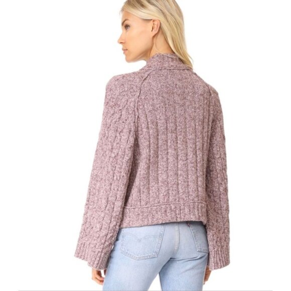 Free People Snow Bird Pullover Sweater Purple Mauve Wide Sleeve Cropped Size‎ XS - Picture 6 of 12
